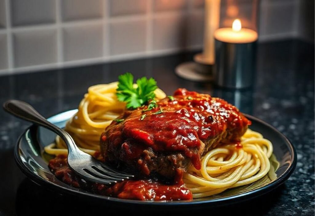 Pork Meatloaf with Spaghetti Sauce