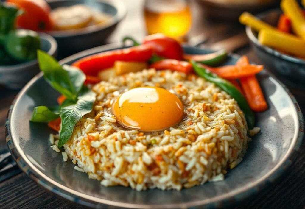 Vietnamese fried rice cake with egg