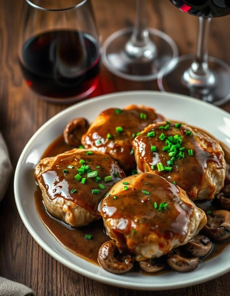 Skillet Chicken Thighs with Mushroom Gravy