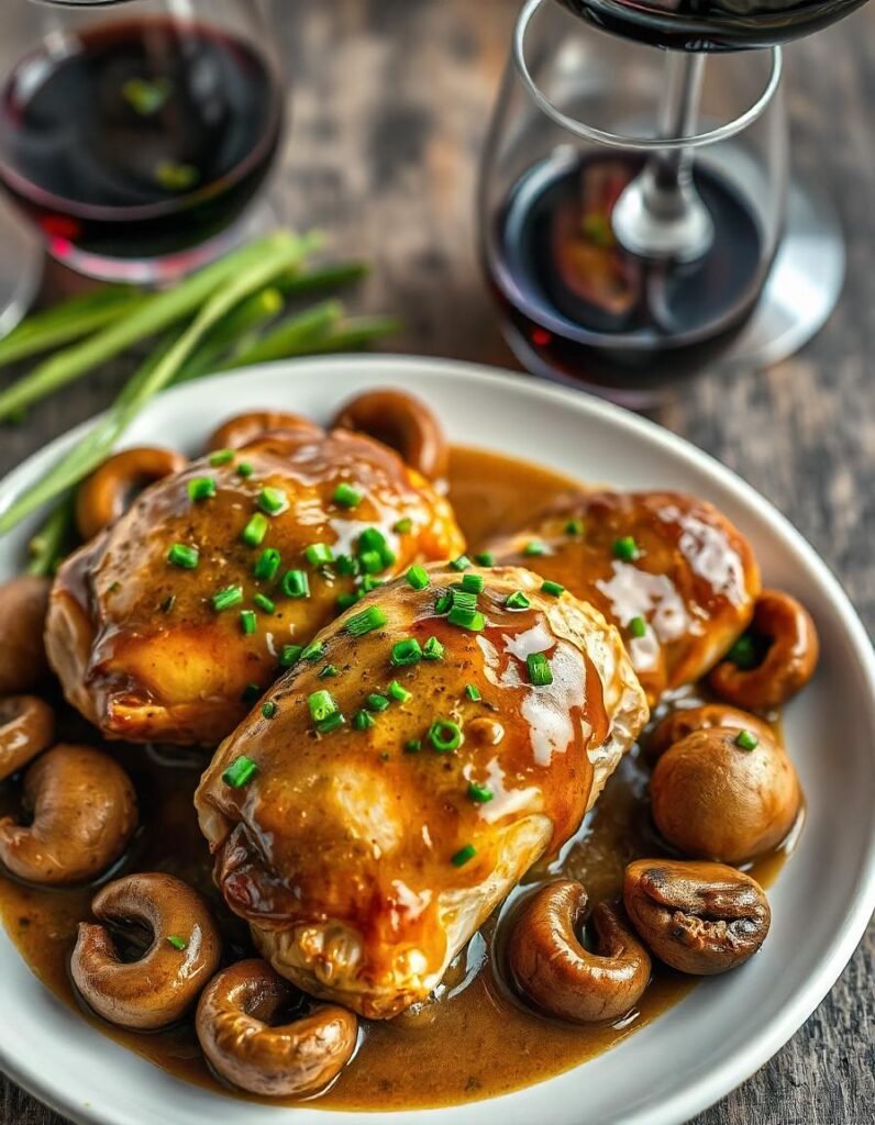 Skillet Chicken Thighs with Mushroom Gravy